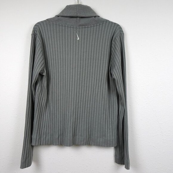 Nike Yoga Sweater Top Women's Size M Gray Luxe Ribbed Cover-Up Activewear - Picture 4 of 8